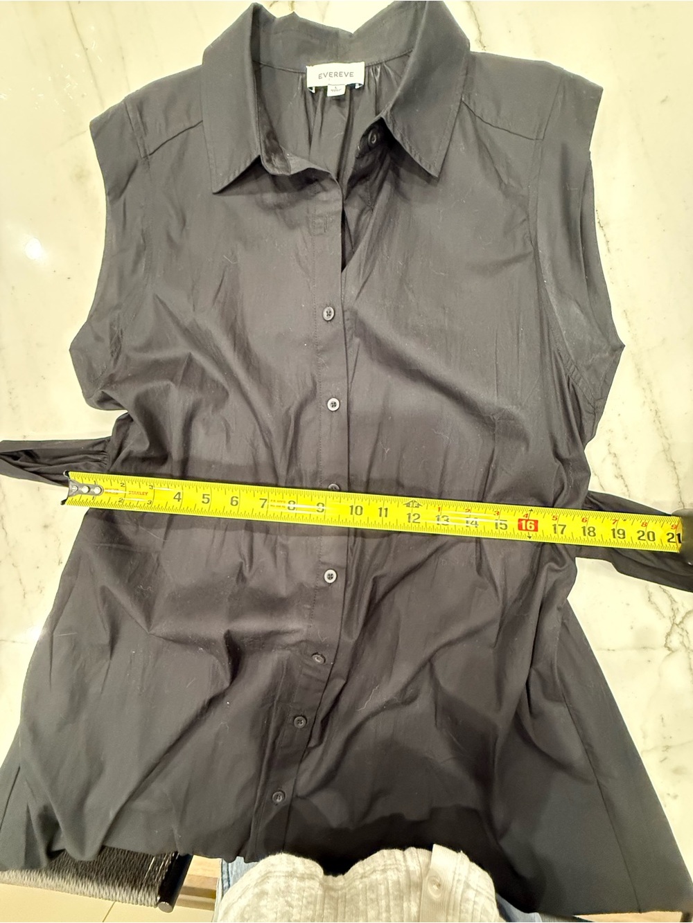 Evereve Perry Midi Dress Black Sleeveless Button-Front Dress with Tie Waist - Picture 7 of 10